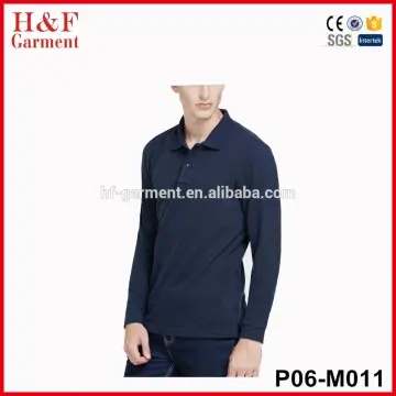 Wholesale Cheap Man Tshirts 100% Cotton Long Sleeve Polo T Shirt Bulk Blank Colorful Mens Polo Shirt In Navy