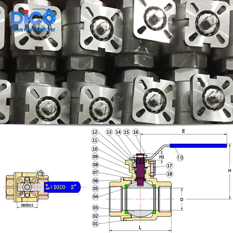 Investissement de traitement de l'eau Coulage CF8 / CF8M avec ISO5211 PAD VIS FIN 2PC BALL VALVE