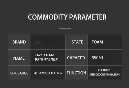 High Performance Car Tire Foam Brightener - Shiny Black Gloss, Decontamination, and Protection (650ml)