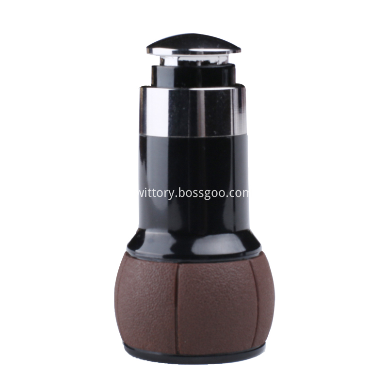 piston lock with leather grain dual port car charger-Coffee