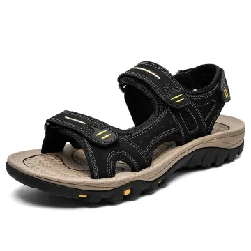 Summer Men's Brown Leather Casual Beach Sandals - New Fashion Style Slippers