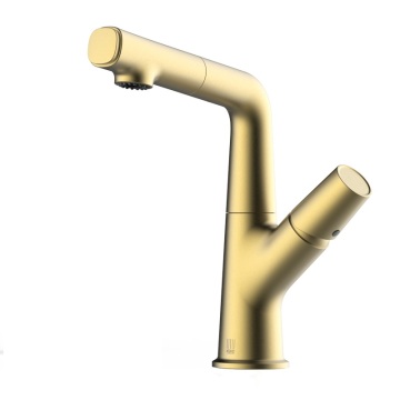 2020 New Design Stainless Steel Brushed Bathroom Faucet with Pull Down Sprayer