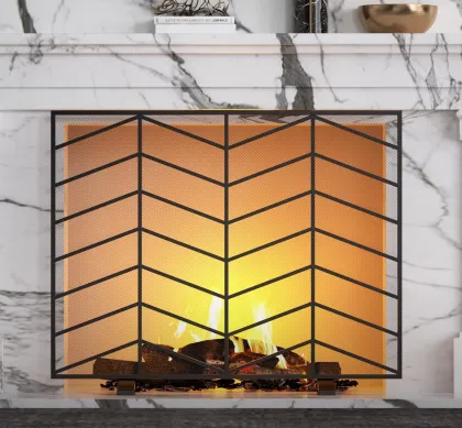 Steel Wood Burning Fireplace Accessories Fireplace Screens Guard Fence For Flame Prevention
