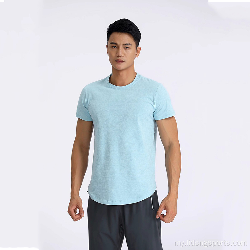 ပေါ့ပေါ့ပါးပါးအမျိုးသားအားကစား longline curved hem t ရှပ်အင်္ကျီ