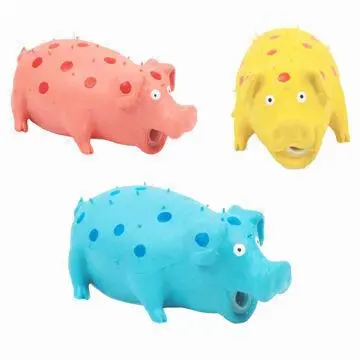 Latex Squeaker Pigs with Dots Printing, Measures 21.5 x 9cm