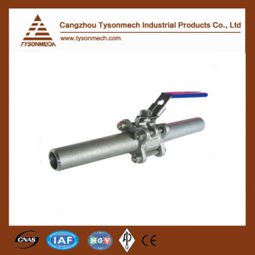 Tysonmech hot sale stainless steel 3pc hub ends ball valve butt welded end