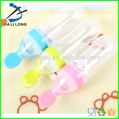 FDA rice paste bottle silicone baby feeding bottle with spoon