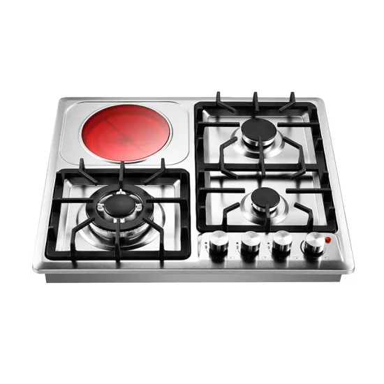 Built-in Home Kitchen: 1 Ceramic + 3 Gas Burner Combined Gas and Electric Hob with Ceramic Glass