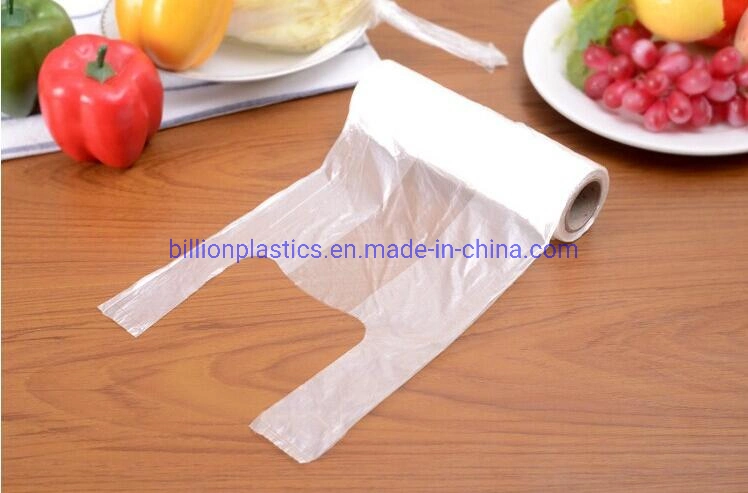 Wholesale Transparent Vest Custom Supermarket Plastic Shopping Custom Fruit Packaging Bag.