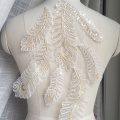 Leaf white Rope Embroidery lace flower Gold line