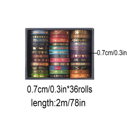 Wholesale Geometric Washi Tape 36 Rolls/Box - DIY Decorative Self-Adhesive Tape