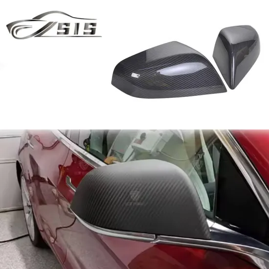 Glossy Mirrorcaps Carbon Fiber Side Mirror Cover Add-on for Tesla Model S 2014-2023