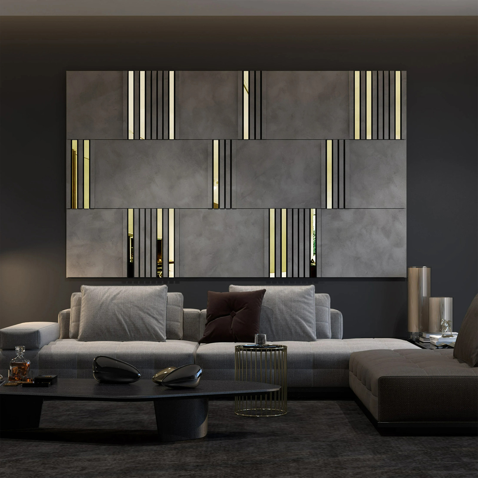 Strip Mirror Decorative Concrete 3D Wall Panel
