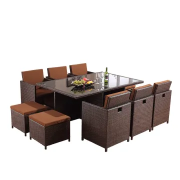 Outdoor Dining Table Set with Rattan Furniture: Chairs and Table