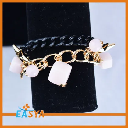 Beads Star Pendant Attached Chain Bracelet