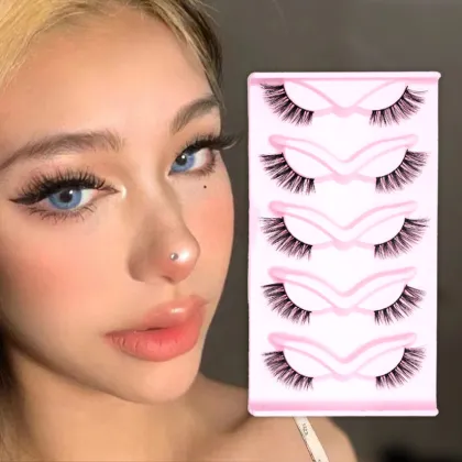 Wholesale 5D 3D Faux Mink Lashes with D Curl - Natural False Full Strip Eyelashes