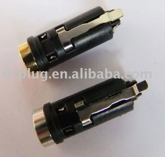 copper, ABS black plastic, headphone stereo audio jack socket, 3.5mm dc jack socket connector