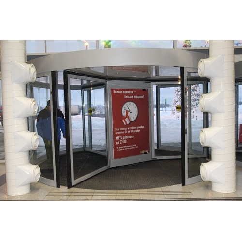 Portas giratórias automáticas de três asas com vitrine