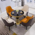 Hotel Bedroom Furniture Modern Shape 2 Pcs Set Marble Top Metal Leg Center Table Coffee Table Set