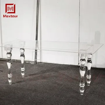 Modern Clear Acrylic Square Dining Table for Hotel and Wedding Banquets