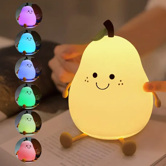 Rechargeable LED Silicone Pear Night Light: A Cute and Functional Kids' Bedroom Accessory
