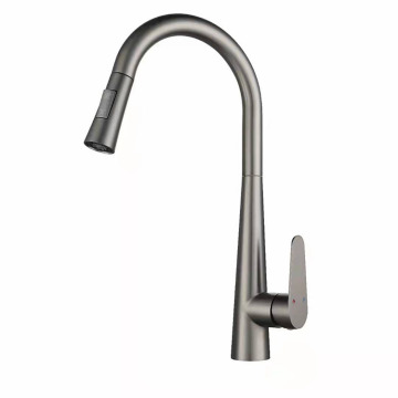Grey Dual-Function Pull-Out Kitchen Faucet with Hot and Cold Water Mixer