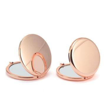 Rose Gold and Silver Metal Double-Sided Mini Makeup Mirror - Wholesale Cabinets