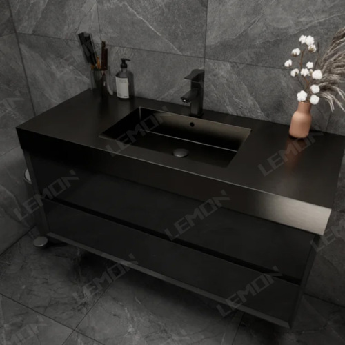 Luxury Black Wall Hung Bathroom Cabinet Vanity Unit