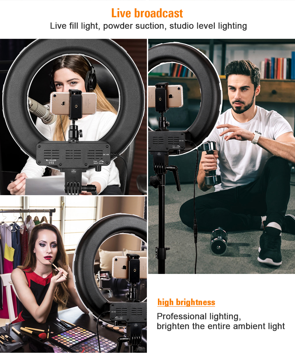Led Camera Ring 18 인치 240pcs Led 카메라 셀카 링 라이트 5500k 55w 라이브 방송 및 Youtube를위한 캐리 가방이있는 ...