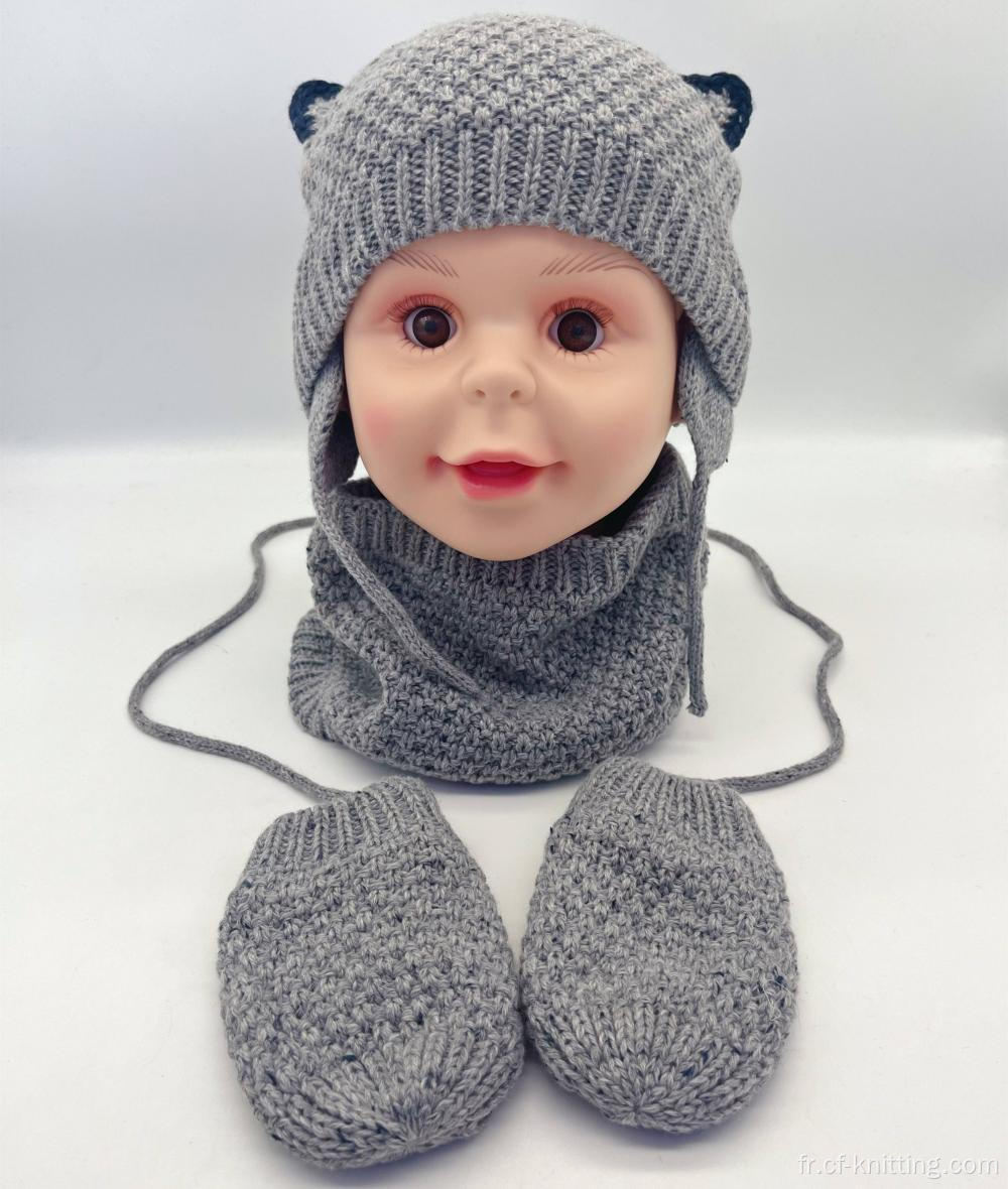Écharpe au chapeau kint et gants pour bébé