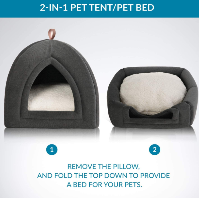 Microfiber Indoor Outdoor Pet Tent Cave Bed