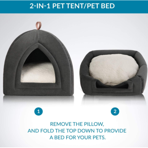 Microfiber Indoor Outdoor Pet Tent Cave Bed