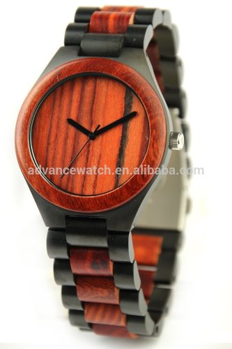 Black metal rosewood wood metal watch