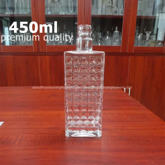 Diamond design flask 450ml heavy base super flint bottle vodka