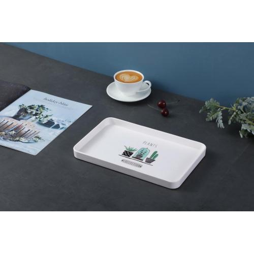 plastic rectangular serving tray with print