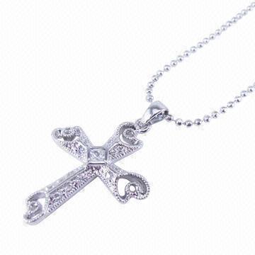 Pendant necklace, made of brass and cubic zirconia, small orders are welcome