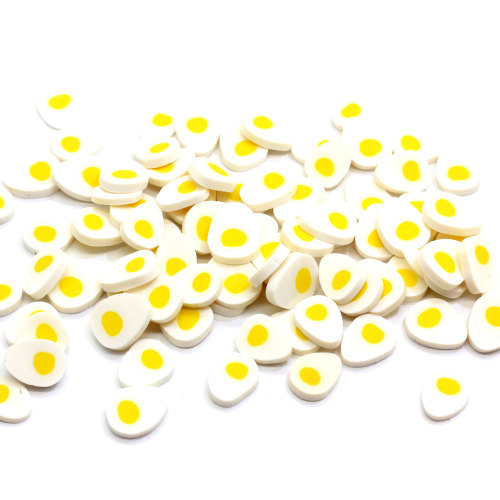 Simpatico uovo bianco giallo a forma di fetta di argilla polimerica Handmade Craft Decor Charms Nail Arts Parte del corpo Ornamento Slime