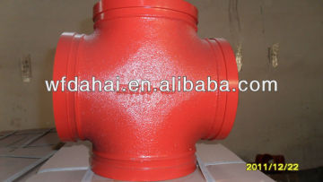 FM Approved Ductile Iron Painted Roll DN50 (OD60.30Grooved Fittings Cross