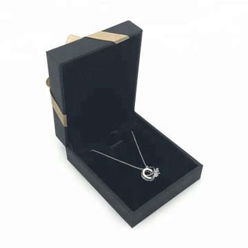 Svart Luxury Papper Smycken Present Hängande Packning Box