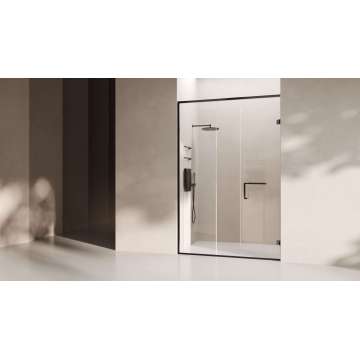 Porta de chuveiro giratória com estrutura de liga de alumínio de vidro temperado