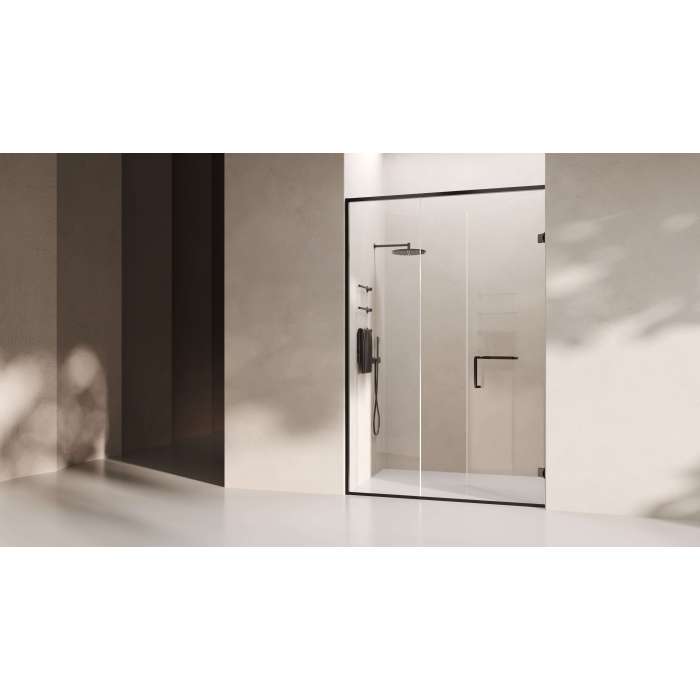 Porta de chuveiro giratória com estrutura de liga de alumínio de vidro temperado