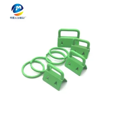 Metal Keyring with Colour Ribbon Tail Clip Hanging Clip