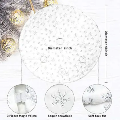 High Grade Long White Plush Christmas Tree Skirt for Ornament Decoration