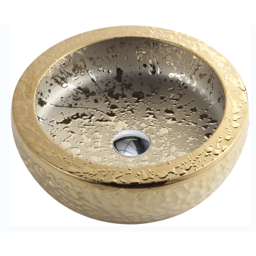 Gold Plating Modern Ceramic bathroom Wash Basin