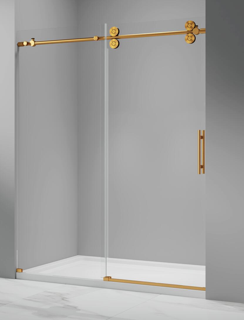 puerta de ducha dorada reversible cepillada