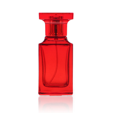 50 ml de botella de vidrio de perfume cuadrado recargable de perfume