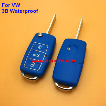 New arriver 3 button waterproof vw remote key blank with blue color key shell colorful for vw key