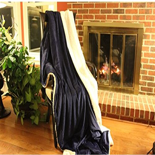 wholesale thick black sherpa throw blanket in lambswool