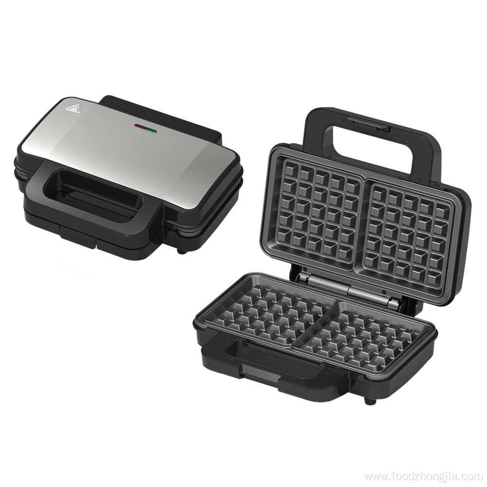 Non Stick Coating Cool Touch Handle Waffle Iron Panini Press Sandwich Maker with Non Detachable Plates