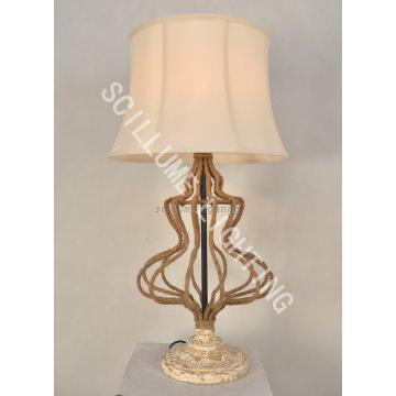 1 lights vintage design jute rope and wood table lamp